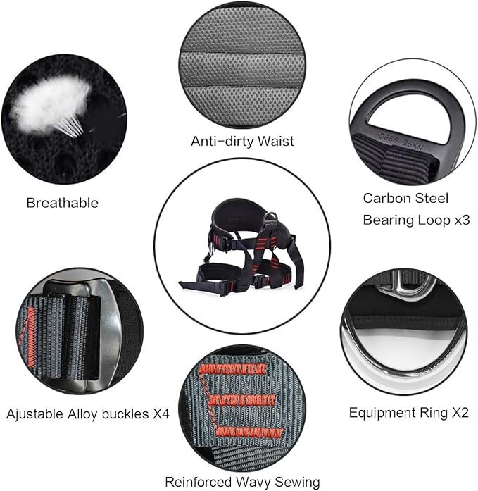 HeeJo Climbing, Safety Safe Seat Belt for Outdoor Tree Climbing, Outward Band Expanding Training Large Size,Climbing Gear