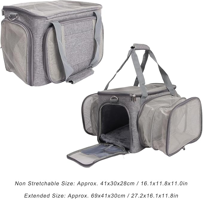 Foldable Carrier, Large Space Travel Carrier for Dogs Cats, Breathable Stretchable with Straps and Leakproof Pads, Portable Carrier for Vet Visits Outdoor Adventures