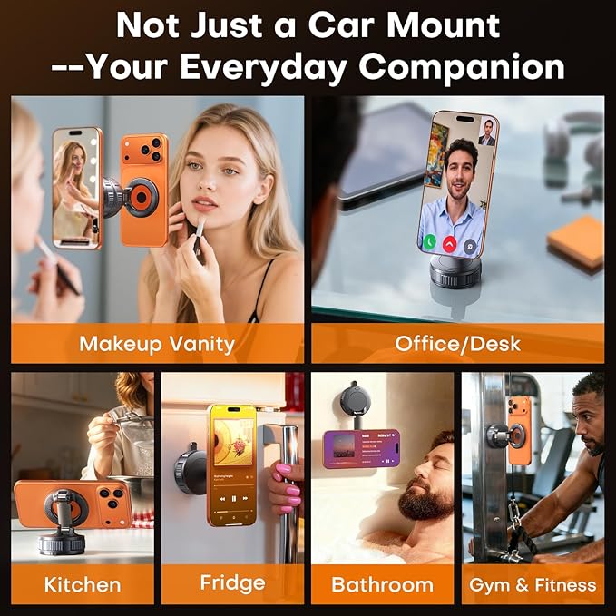 Peerock Car Phone Holder, 360°Adjustable Magnetic Phone Holder for Car, Foldable Suction Cup Phone Mount, Phone Holders for Your Car for iPhone 17/16/15/14/13/12 Series