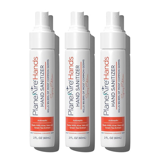 Tangerine Coriander Spray Hand Sanitizer | Travel Size | Hydrate & Cleanse | Made with Aloe Vera & Essential Oils | Green Tea Extract | Scented Travel Hand Sanitizer | Hand Sanitizer Spray | 3-Pack