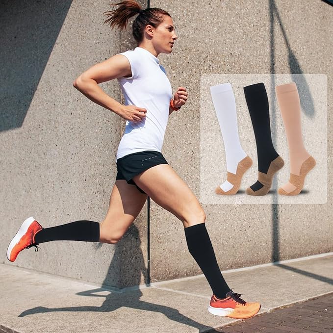 fenglaoda Compression Socks for Women Men 3 Pairs Graduated Compression Support Circulation Socks for Nurses