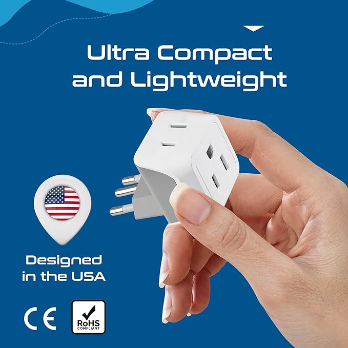 Ceptics Switzerland Travel Adapter Plug with Dual USA Input - Power - Type J (3 Pack) - Ultra Compact - Safe Grounded Perfect for Cell Phones, Laptops, Camera Chargers and More (CT-11A)