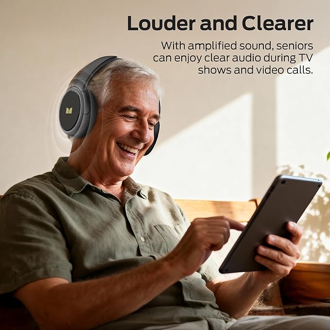 Monster TVlink 300 Wireless Headphones, TV Headphones Wireless for Seniors with Transmitter Charging Base, Over Ear Headphones with Bluetooth 5.3, 45H Playtime, No Audio Delay, Comfortable Fit