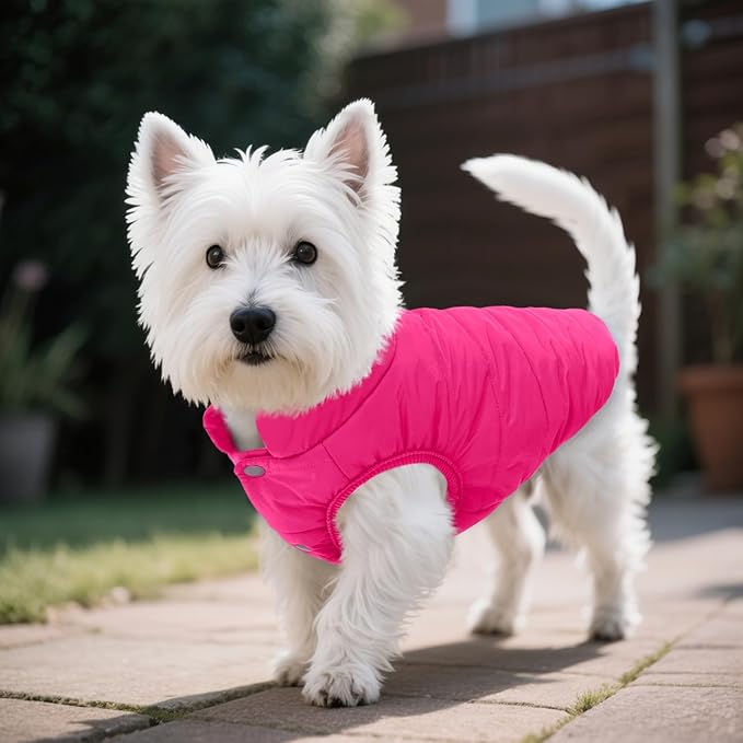 ASENKU Dog Winter Coat - Waterproof Windproof Dog Jacket, Warm Snowproof Doggie Puffer Vest for Cold Weather, Lightweight Snow Coats for Small Medium Large Dogs (Pink, M)