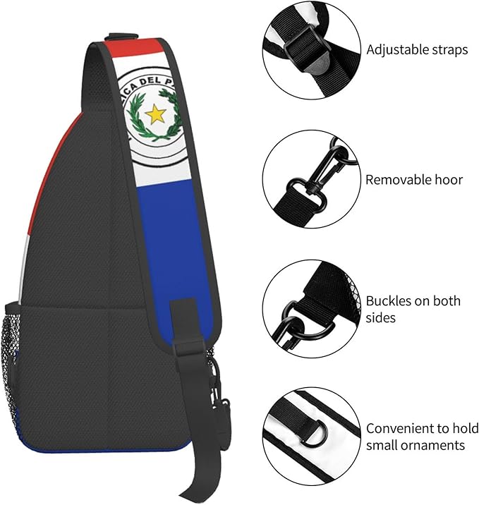 GJXFLSY Paraguay Flag Sling Backpack Crossbody Bag Casual Chest Bags Travel Hiking Daypack Shoulder Bag for Women Men