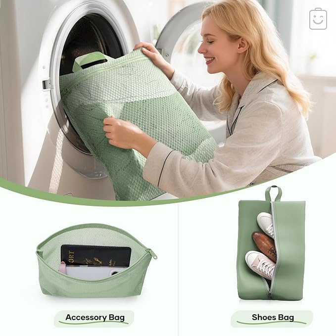 Veken 9/11 Set Compression Packing Cubes for Travel Essentials,Compressible Expandable Large Luggage Suitcase Organizer Bags for Clothing,Durable Space Saver Storage Bags(Matcha Green)