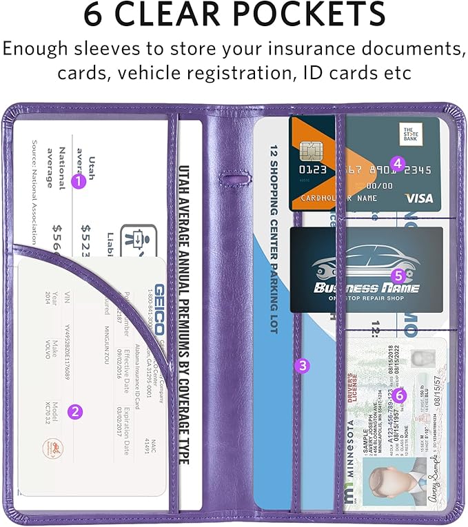 CoBak Car Registration and Insurance Holder - Vehicle Glove Box Car Organizer,Auto Truck Comparment Accessories Case with Magnetic Closure for Driver License,Cards