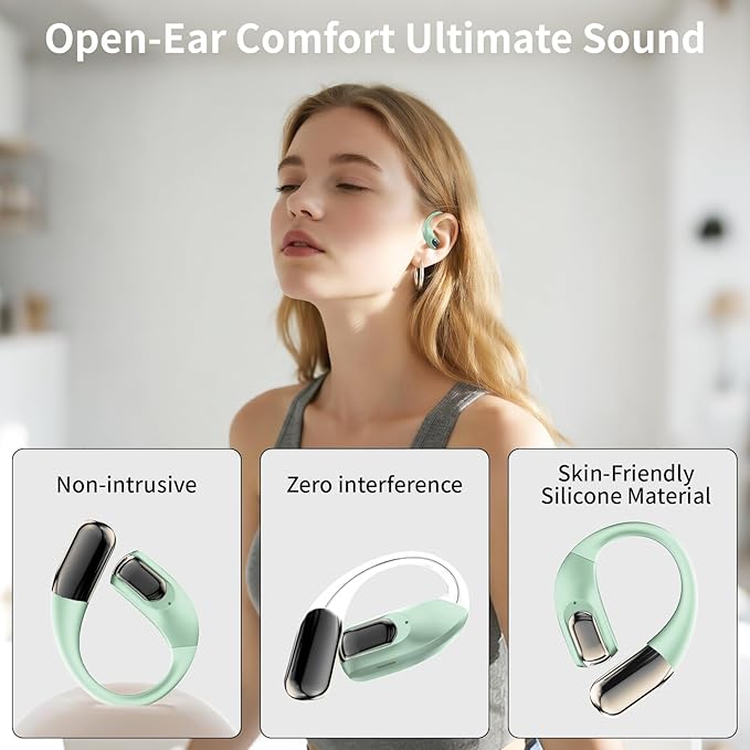 GALAAL Wireless Sport Earbuds Bluetooth Headphones,Lightweight Earbuds with Ear Hooks,Bluetooth5.4 Wireless Earphones,25H Playtime, IPX4 Waterproof Running Headphones for Gym(Green)