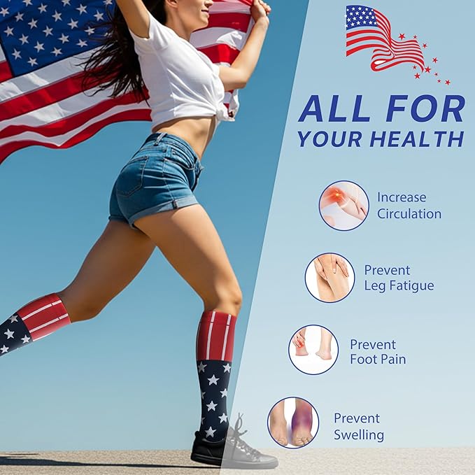 Compression Socks for Women Men Circulation Knee High 8 Pairs for Nurses, Running, Travel, Athletic