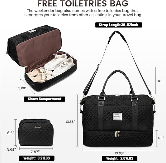 LOVEVOOK Travel Duffle Bag,Weekender Bags for Women with Shoe Compartment，Carry on Overnight Bag with Toiletry Bag,Gym Duffel Bag with Wet Pocket, Hospital Bags for Labor and Delivery