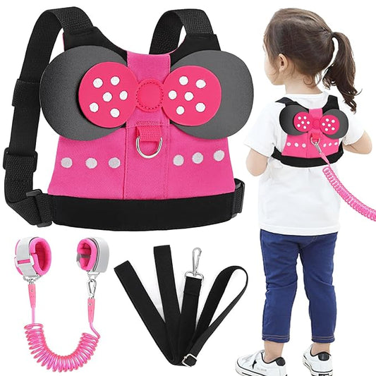 Accmor Toddler Harness Leash, Cute Kids Leash + Anti Lost Wrist Link, 3 in1 Adorable Baby Leash Child Walking Harness Wristband Assistant Strap Mini Belt Protector for Girls to Outdoor Travel