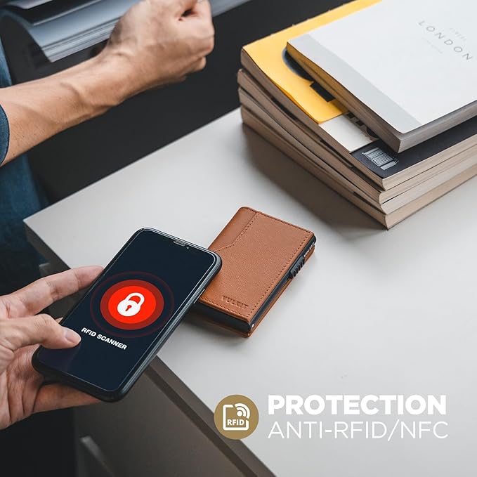 VULKIT Card Holder Wallet with Double ID Windows RFID Blocking Pop Up Wallet Minimalist Design for 12 Cards