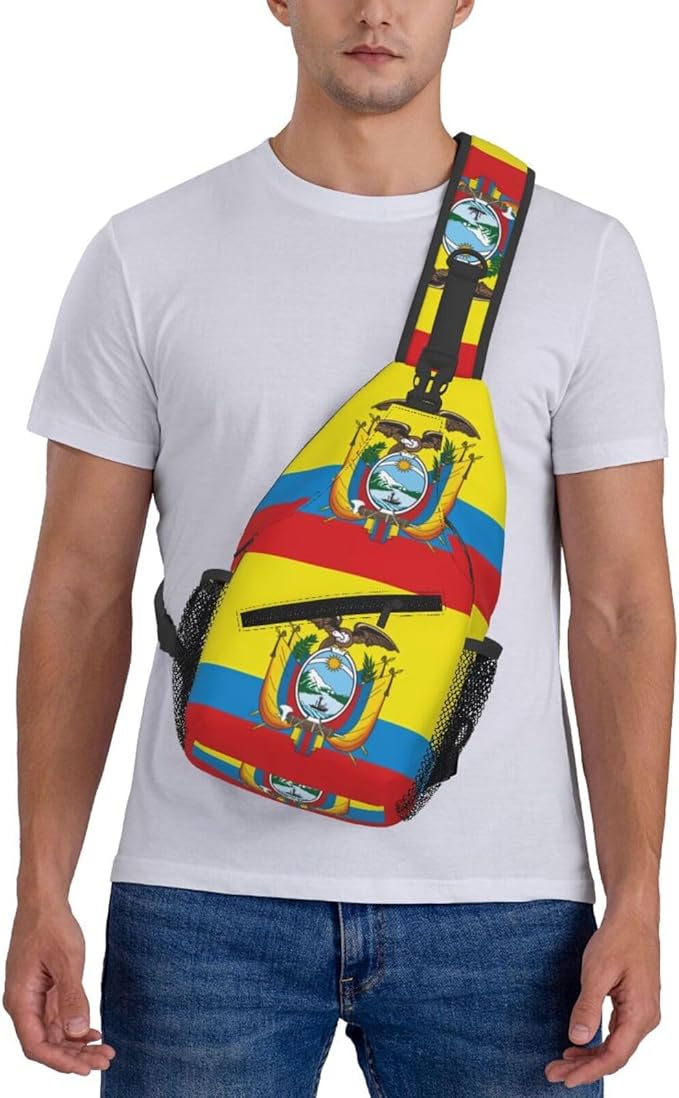 Ecuador Flag Sling Bag Multipurpose Crossbody Sling Backpack Travel Cycling Hiking Shoulder Bag For Women Men