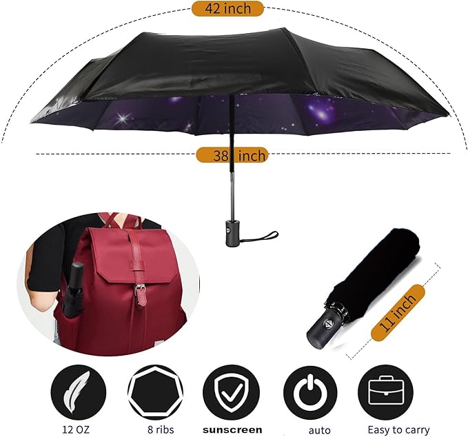MRTLLOA 42/49 Inch Compact Windproof Travel Umbrella for Rain, Lightweight, Portable, Automatic, Strong, Waterproof Folding Umbrellas for Women, Men and Teenagers