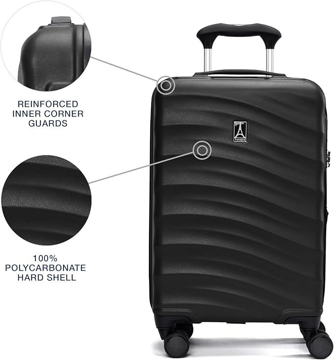 Travelpro Maxlite Air V2 Hardside Expandable Carry on Luggage, 8 Spinner Wheels, Lightweight Hard Shell Suitcase, TSA lock, Black, Compact Carry On 20-Inch