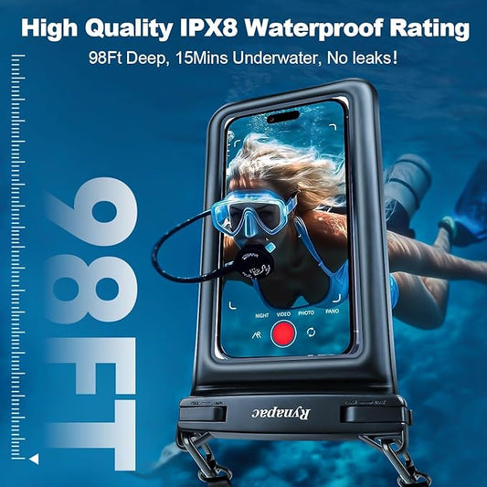 [Up to 8.5''] Waterproof Phone Pouch Floating, Double Bags Waterproof Phone Case with Lanyard for iPhone 16 15 Pro Max, Galaxy S25 S24 Ultra, IPX8 Cellphone Dry Bag Beach Cruise Ship Essentials 2 Pack