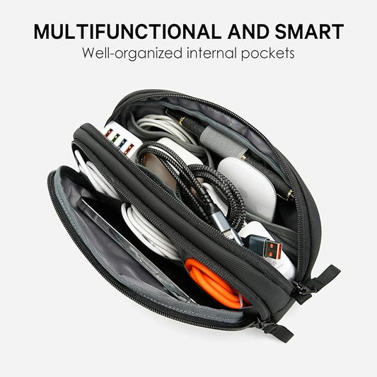 BANGE Travel Organizer Case, Water Resistant Electronics Travel Bag Organizer for Cable,Easy to store backpacks (Black)
