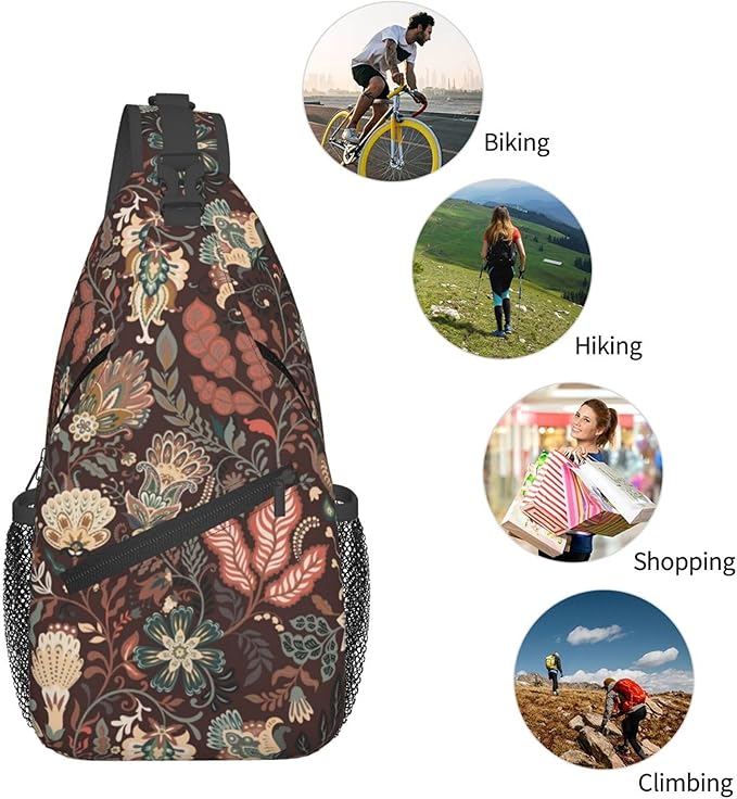 Botanical Mushroom Sling Backpack Crossbody Bag Casual Chest Bags Travel Hiking Daypack Shoulder Bag for Women Men