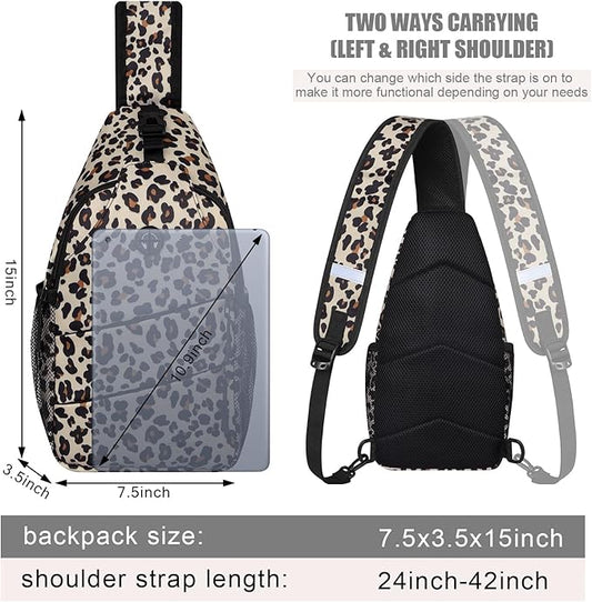 Pritent Crossbody Bags for Women Men Trendy Sling Bag Backpack Casual Chest Bag with Convertible Shoulder Strap