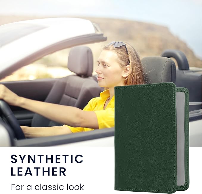 kwmobile Registration and Insurance Holder - Car Document Holder for Vehicle Documents and Cards - PU Leather - Black