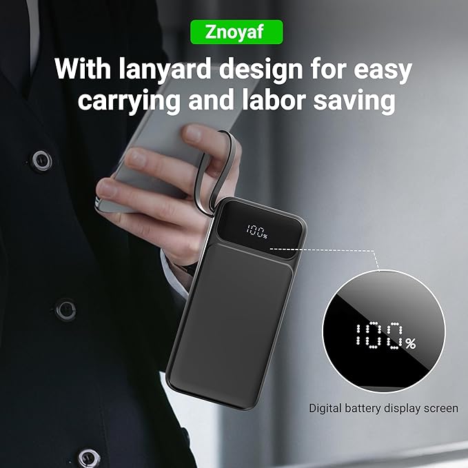 Portable Charger Power Bank 50000mAh- 7 Outputs & 3 Inputs USB-C 22.5W Fast Charging Battery Pack with Built-in Cables and Ports Compatible with Most of Cellphones and Devices, for Travel Camping