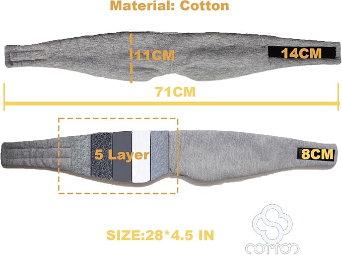 Fan Wu Cotton Sleep Mask for Side Sleepers – Soft, Lightweight & Breathable Blackout Eye Cover for Women & Men | Ideal for Travel, Hotel & Home Use | Grey