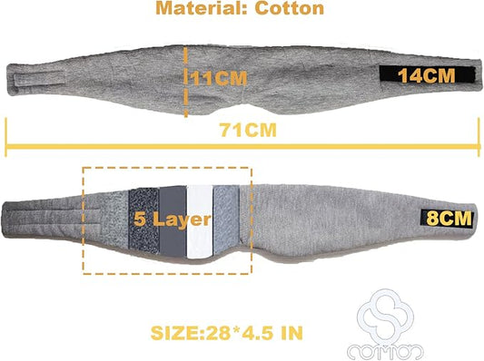 Fan Wu Cotton Sleep Mask for Side Sleepers – Soft, Lightweight & Breathable Blackout Eye Cover for Women & Men | Ideal for Travel, Hotel & Home Use | Grey