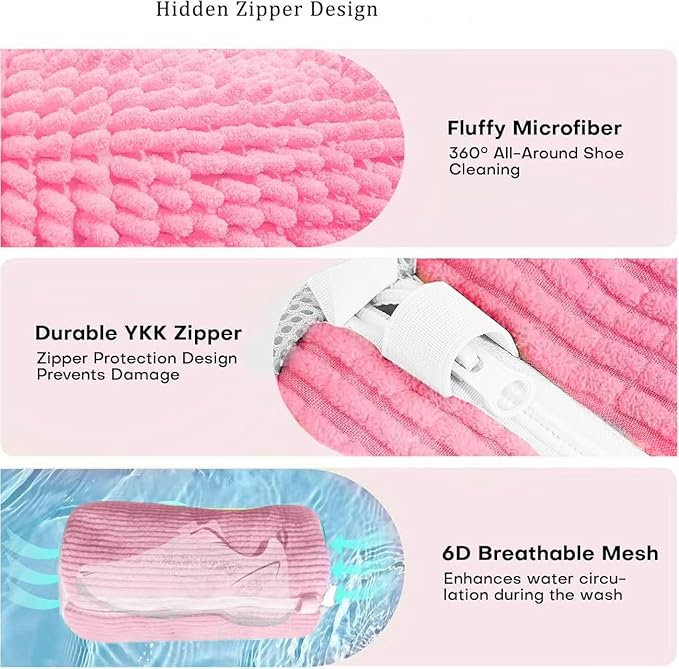 Laundry Shoe Bags for Washing Machine, 2Pcs Shoe Washing Machine Bag Shoe Laundry Bag for Washer and Dryer (Pink-2Pcs)