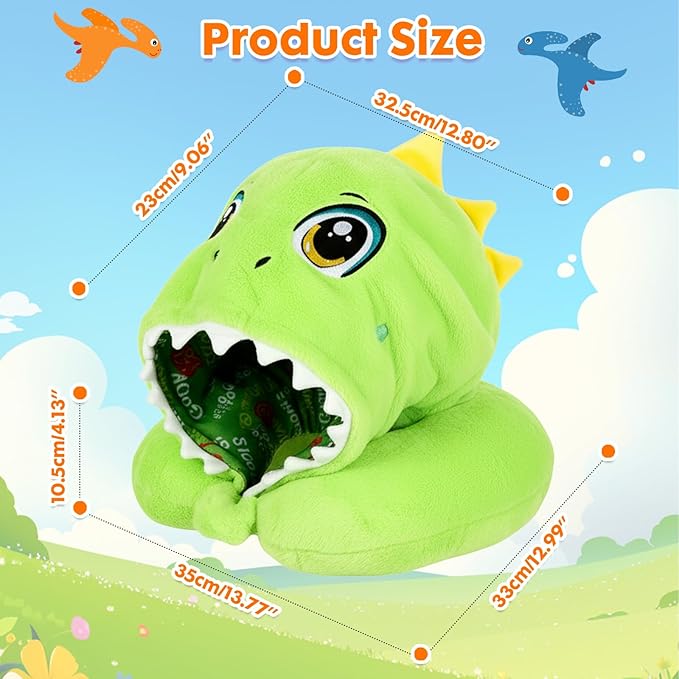 Travel Neck Pillow with Hood for Kids Adult Cute Soft Plush Memory Foam Airplane Neck Pillow for Traveling Animal Flight Pillow Head Rest Neck Support for Cars Long Flights