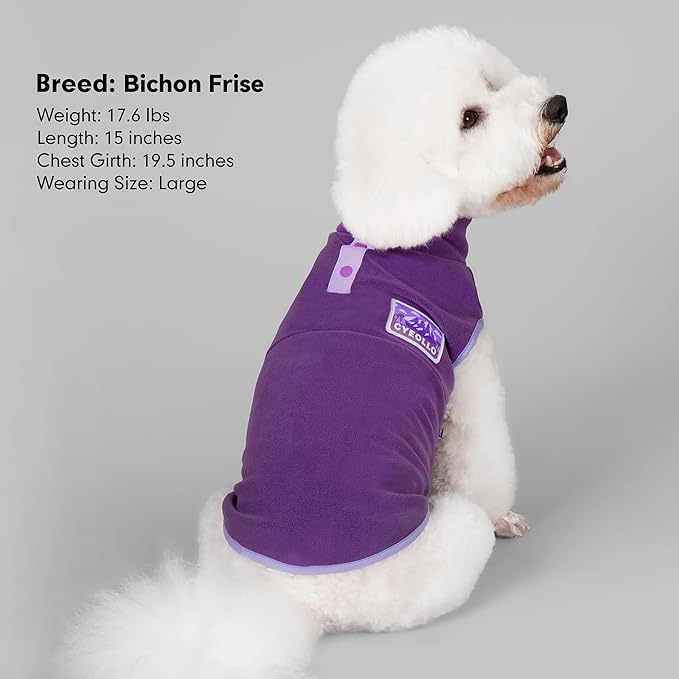 cyeollo Small Dog Sweater, Stretchy Soft Fleece Sweater Pullover Dog Vest Lightweight Turtleneck Warm Winter Doggie Clothes for Puppy Cats Apparel, Purple S