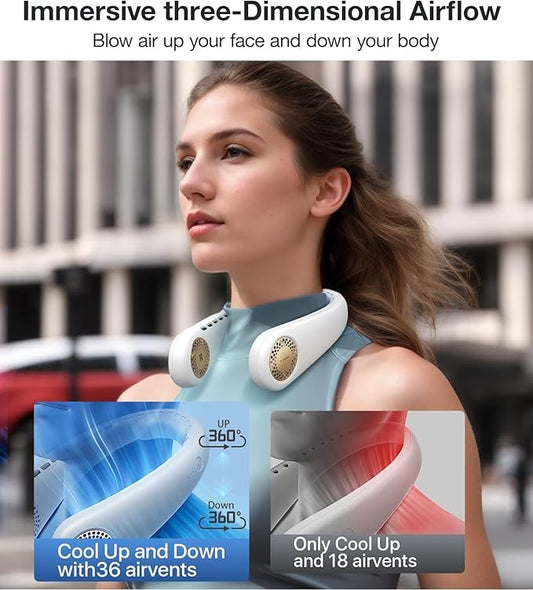TORRAS COOLiFY [All-New, Upgraded Powerful Airflow] Industry-First Portable Neck Fan - Rechargeable, 360° Airflow, Hands-Free Bladeless Cooling, For Yard Work, Indoor, Outdoor Use - Elegant Ivory