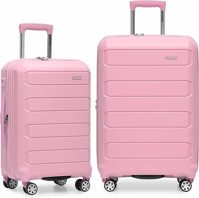 Traveler's Choice Pagosa Indestructible Hardshell Expandable Spinner Luggage, Pink, 2-Piece Set (22/26)