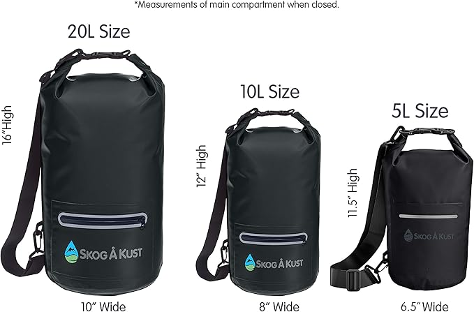 Skog Å Kust DrySak - Roll Top Waterproof Bag for Travel & Outdoors - 5, 10 & 20 Liter sizes