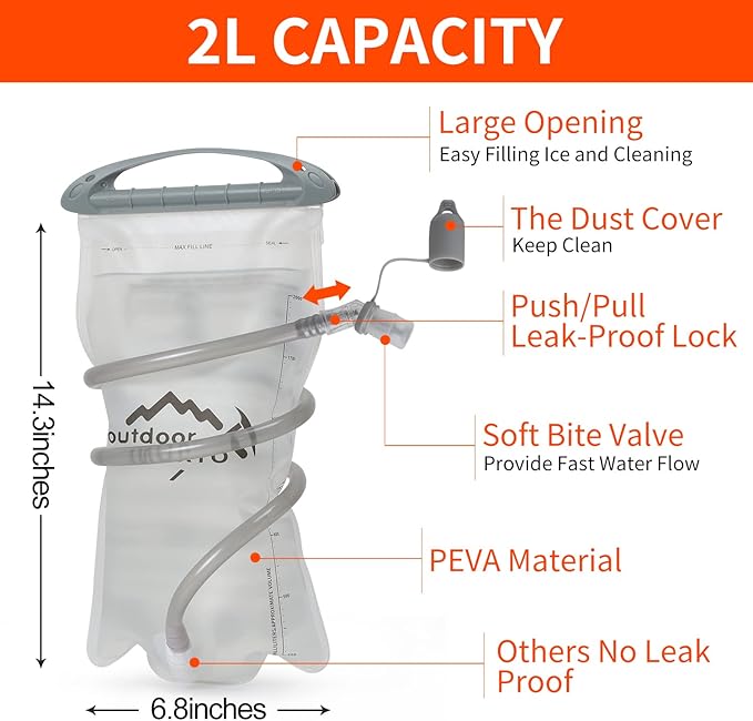 Hydration Pack Backpack, Lightweight Water Backpack with 2L Leakproof Hydration Bladder Daypack for Men Women,Running Hydration Vest for Outdoor Trail