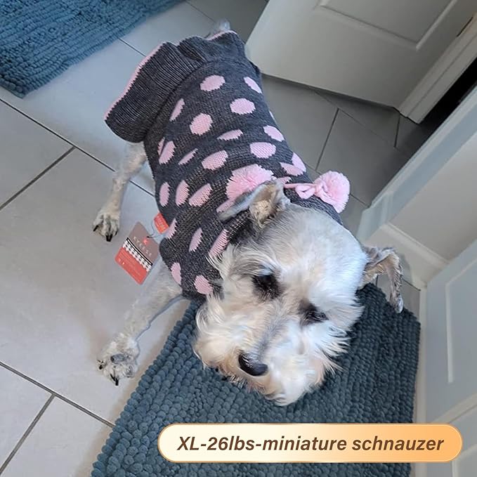 KYEESE Dog Sweater Dress with Leash Hole Turtleneck Dog Sweater for Girl Small Medium Knit Pullover Warm Pet Sweater for Fall Winter
