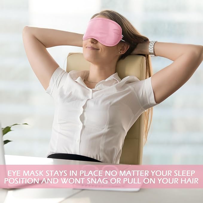 Tarpop 200 Pcs Eye Mask Sleeping Blindfold Eye Cover with Adjustable Strap for Games Party Team Building Travel Individually Wrapped Sleep Mask for Women Men(Pink)