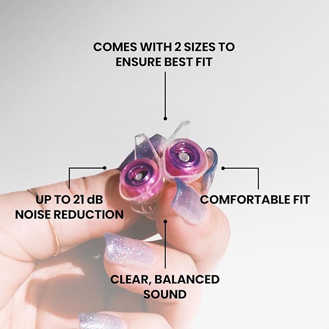 Eargasm High Fidelity Earplugs with Pink Filters - Reusable Noise Reduction Hearing Protection Ear-Plugs with Carrying Case for Concerts, Festivals, Raves, Musicians, Live Music, Sporting Events