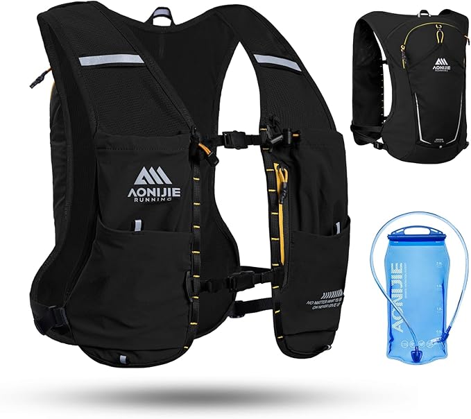 AONIJIE Running Hydration Vest for Men & Women, 8L Hydration Backpack, Multiple Pocket Designs for Water Bottles/Bladders, Lightweight Breathable for Hiking, Climbing, Marathon & Cycling - Green