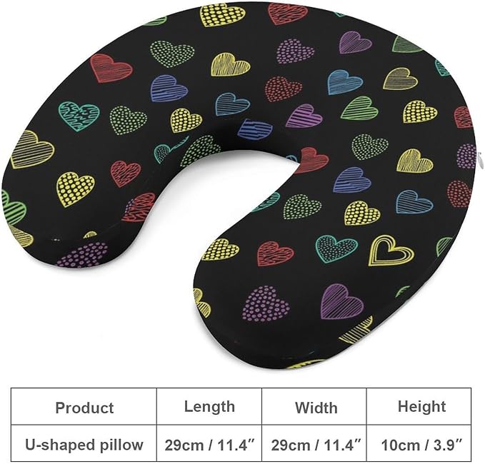 Soft Polyester Compact Neck Pillow, LGBT Pride Grunge Rainbow Hearts U-Shaped, Cervical Support for Home Car Travel Sleep, Machine Washable Comfort Design