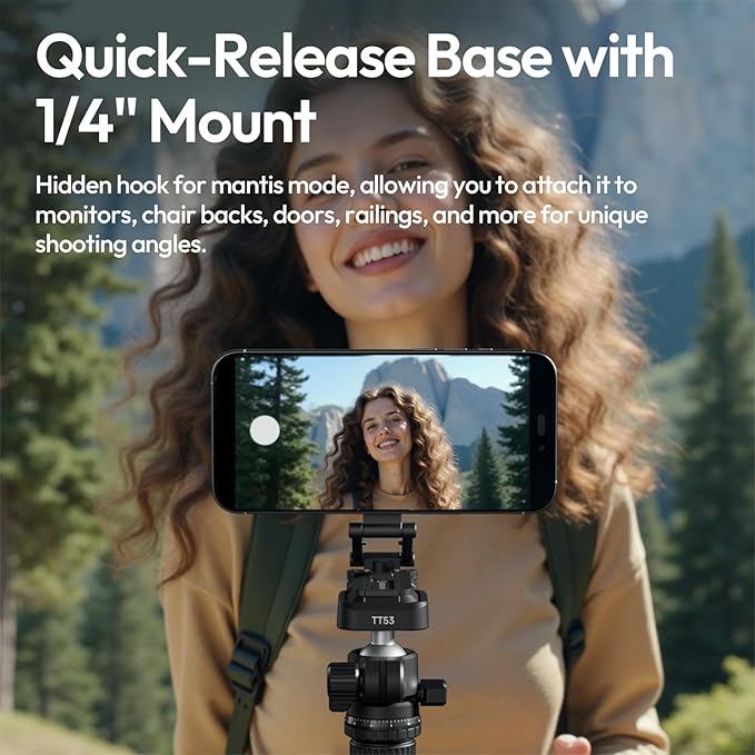 ULANZI Magnetic Phone Tripod Stand, Foldable Mini Tripod with MagSafe Phone Holder & Cold Shoe Mount, Camera Adapter with 1/4”, Arca, Uka QR Base, for DJI Canon Nikon, iPhone 17/16/15/14/13/12 Series