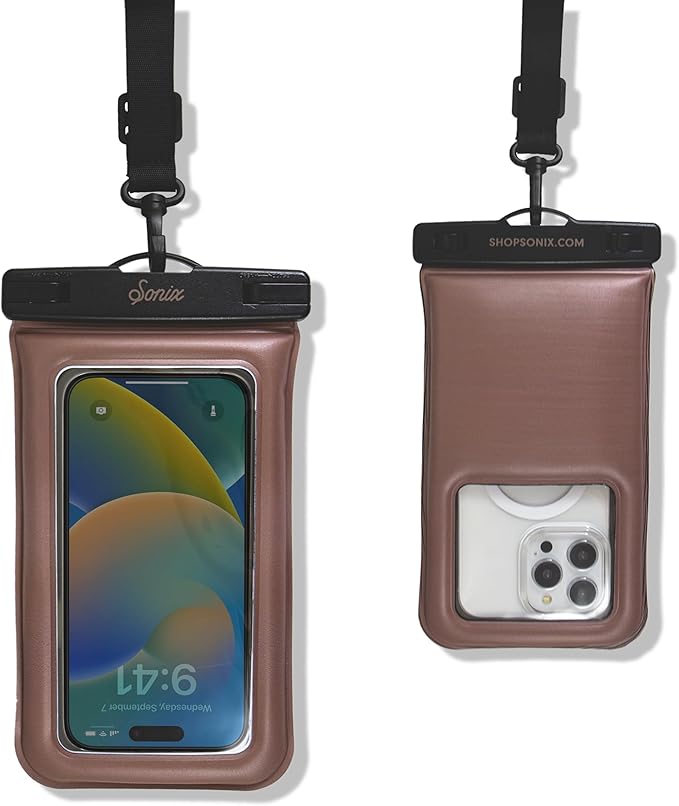 Sonix Waterproof Phone Pouch - Floating Phone Case Dry Bag w/Crossbody Lanyard - Beach Cruise Travel Essentials - Compatible w/All Devices, Touchscreen Friendly | Mocha