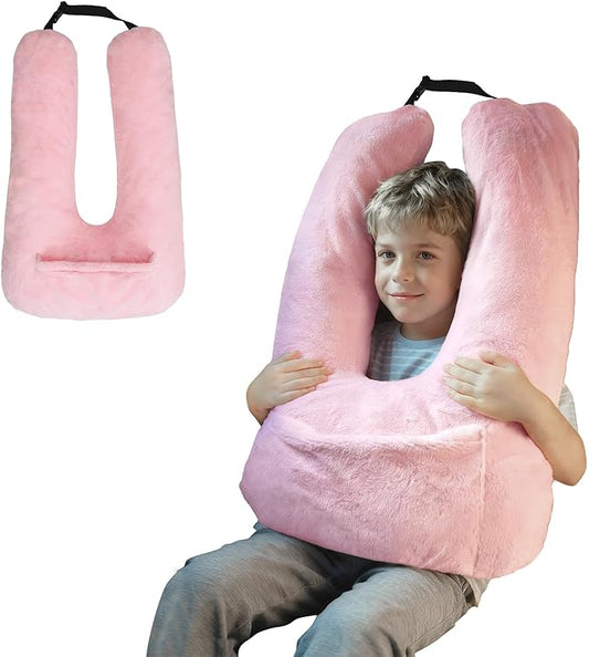 Car Pillow for Kids, U-Shaped Soft Car Travel Pillow for Sleeping with Removable Cover for Car Seat Head and Neck Support Children and Adult,Perfect for Long Road Travel,Pink