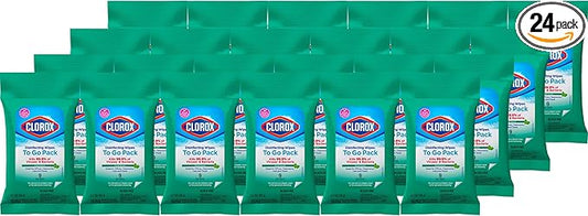 Clorox Disinfecting Wipes To Go Pack, Bleach Free, Fresh Scent, 9 Count, Pack of 24 (Pack May Vary)