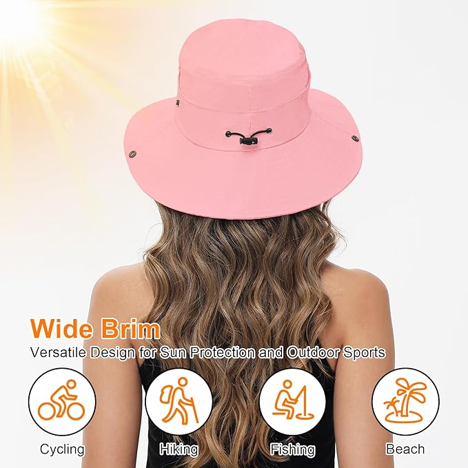 Sun Hats for Women Bucket Hat UV Protection Fishing Hat Wide Brim Safari Hats 2 in 1 Zip-Off Sun Visor Hats UPF 50+