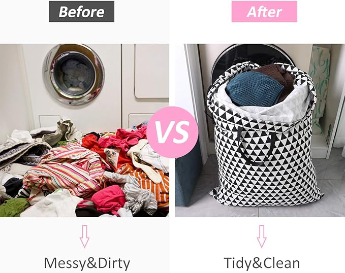 SWISSELITE Laundry Bag with Handle and Drawstring, Large Heavy Duty Laundry Bag, 28 x 40 Inches Travel Dirty Clothes Bag for Laundromat and Household