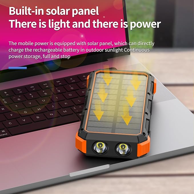 Solar Charger Power Bank 49800mAh Wireless Charger QC 3.0 Fast Charging Power Bank 8 Outputs 4 Inputs Solar Portable Charger Compatible with All Mobile Devices,SOS/Strobe/Strong Flashlights