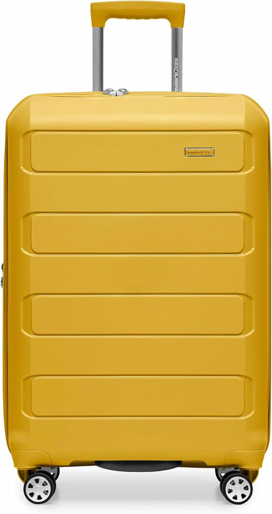 Traveler's Choice Pagosa Indestructible Hardshell Expandable Spinner Luggage, Yellow, 3-Piece Set (22/26/30)
