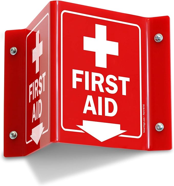 SmartSign “First Aid” Projecting Sign | 5" x 6" Acrylic, Made in USA