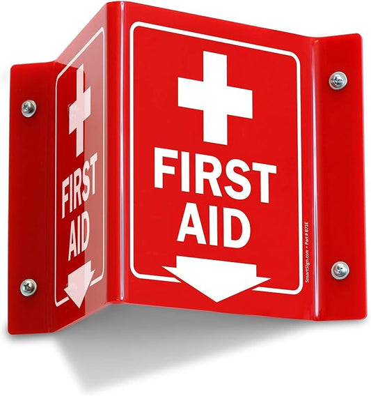 SmartSign “First Aid” Projecting Sign | 5" x 6" Acrylic, Made in USA