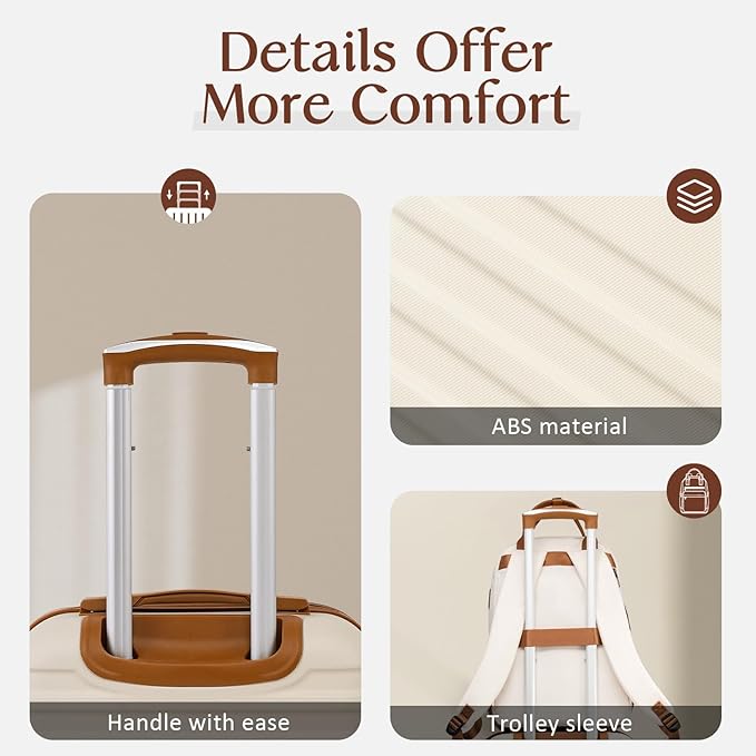 Coolife Luggage Sets Suitcase Set 3 Piece Luggage Set Carry On Hardside Luggage with TSA Lock Spinner Wheels (Navy, 3 piece set (BP/TB/20))